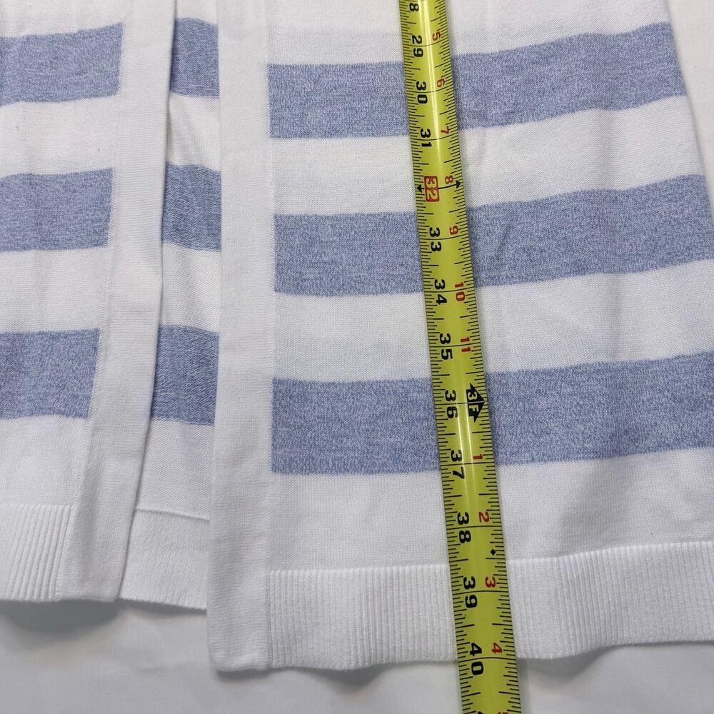 Talbots Longline Cardigan Duster Size Small Blue White Stripe 100% Pima Cotton - Picture 13 of 13